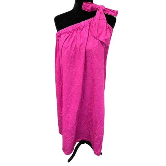 Mango Fuchsia One-Shoulder Cotton Maxi Dress Size Small – Fits S/M - Picture 8 of 14